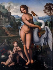 Leda e o Cisne, Óleo sobre tela