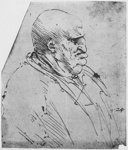 Um perfil grotesco de um homem à direita, c1480 1945 de Leonardo da Vinci