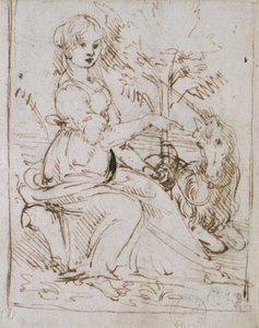 Uma donzela com um unicórnio, final da década de 1470 de Leonardo da Vinci