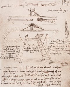 Partida e trem de pouso de uma máquina voadora de Leonardo da Vinci