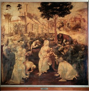 Adoração dos Magos - óleo sobre madeira de Leonardo da Vinci