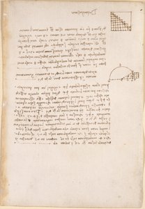 Arundel 263, f.27, Notas e diagramas sobre geometria, intitulado "De progressione", do "Codex Arundel" (caneta e tinta sobre papel) de Leonardo da Vinci