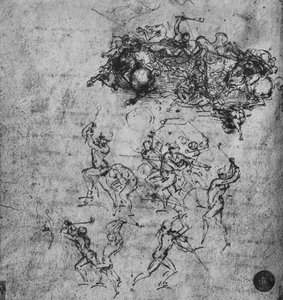Batalha dos cavaleiros e dos pés, c1480 1945 de Leonardo da Vinci