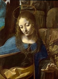 Detalhe da Cabeça da Virgem, da Virgem dos Rochedos (A Virgem com o Menino São João adorando o Menino Jesus acompanhado de um Anjo) detalhe, c.1508