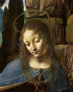 Detalhe da Cabeça da Virgem, da Virgem das Rochas (A Virgem com o Menino São João adorando o Menino Jesus acompanhado de um Anjo), c.1508