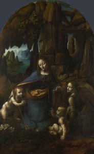 A Madonna of the Rock (para o altar de San Francesco, em Milão). Por volta de 1491 - 92-99 e 1506-08 de Leonardo da Vinci