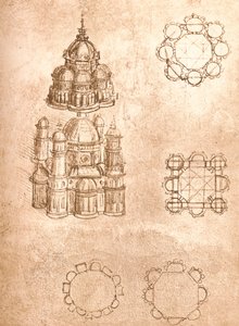 Desenho de igrejas, c1472-c1519 1883 de Leonardo da Vinci