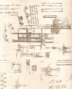 Desenho de projetos para castelos e vilas, c1472-c1519 1883 de Leonardo da Vinci