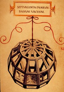 Geometria: Página "A Polyhedron" retirada do manuscrito "De divina proportione" (Sobre proporções divinas) do matemático Fra Luca Pacioli dit Luca di Borgo (1445-1517) ilustrado por Leonardo da Vinci (1452-1519).1509. de Leonardo da Vinci