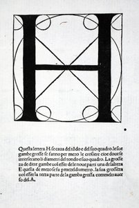 H, ilustração de &39;Divina Proportione&39; por Luca Pacioli (c.1445-1517), originalmente pub. Veneza, 1509 de Leonardo da Vinci