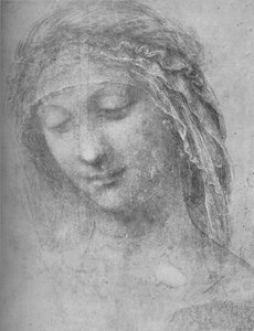 Cabeça de uma mulher três quartos à esquerda, c1480 1945 de Leonardo da Vinci