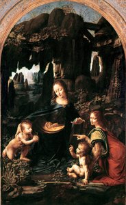 Madonna of the Rocks, c.1483-94 (óleo sobre painel transferido para tela) de Leonardo da Vinci