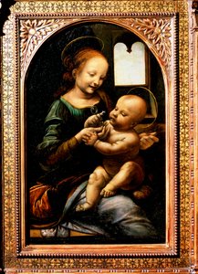 Madonna com uma flor, Madonna Benois, 1478. de Leonardo da Vinci