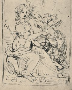 Donzela com um unicórnio, c1478-1480 1945 de Leonardo da Vinci