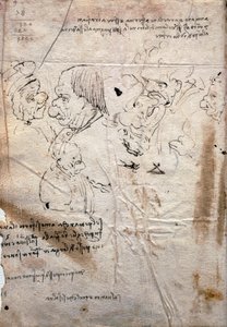 Caricaturas masculinas e lista da biblioteca, Codex Trivulzianus de Leonardo da Vinci