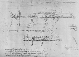 Método de construção de uma ponte de cavalete, c1480 1945 de Leonardo da Vinci