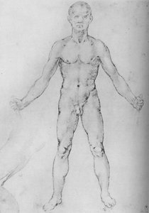 Homem nu, com os braços esticados, visto de frente, c1480 1945