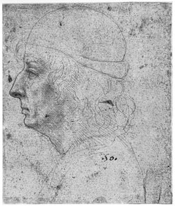Estudo de retrato de um homem, século XV, 1954. de Leonardo da Vinci