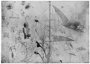Folha de estudos, final do século XV ou início do século XVI, 1954. de Leonardo da Vinci