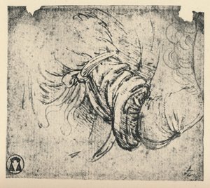 Estudo de manga para A Anunciação, 1470-1473 1945 de Leonardo da Vinci