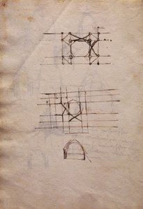 Estudos para lanterna da catedral, do Codex Trivulzianus de Leonardo da Vinci
