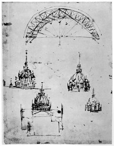 Estudos para a cúpula central da catedral de Milão, final do século XV 1954. de Leonardo da Vinci