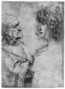 Estudos de cabeças, c1500 1954 de Leonardo da Vinci