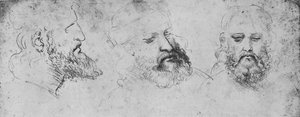 Estudos do Chefe de Cesare Borgia de Três Pontos de Vista, c1480 1945 de Leonardo da Vinci
