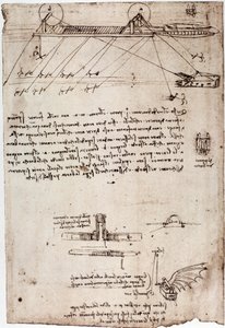 Estudo para uma draga marinha por Leonard de Vinci (Leonardo da Vinci) (1452 - 1519). Desenho com caneta e tinta. de Leonardo da Vinci
