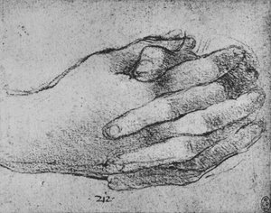 Estudo das mãos entrelaçadas, c1480 1945 de Leonardo da Vinci