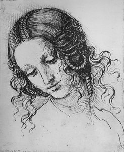 Estudo da cabeça de uma mulher, c1480 1945 de Leonardo da Vinci