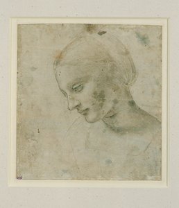 Cabeça de mulher quase de perfil ... de Leonardo da Vinci
