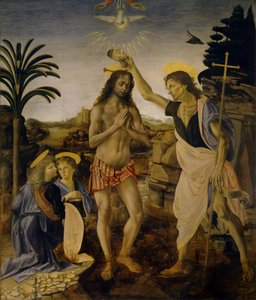 O batismo de Cristo, ca 1470-1475 de Leonardo da Vinci