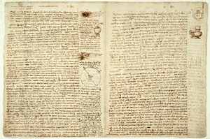 O Martelo do Codex, páginas 124-127, 1508-12 de Leonardo da Vinci