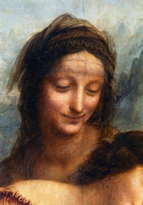 O rosto de Santa Ana, detalhe da Virgem e do Menino com Santa Ana de Leonardo da Vinci