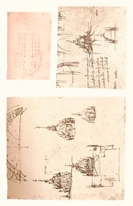 Três desenhos da Catedral de Milão, c1472-c1519 1883 de Leonardo da Vinci