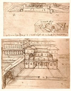 Dois desenhos de planos para cidades, c1472-c1519 1883 de Leonardo da Vinci