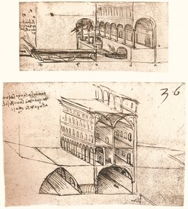Dois planos para canais em uma cidade, c1472-c1519 1883 de Leonardo da Vinci