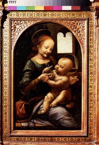 Madonna com uma flor ou Madonna Benois. Pintura por Leonardo da Vinci (Leonardo da Vinci de Leonardo da Vinci