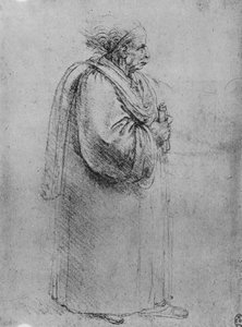 Comprimento total de um homem idoso de perfil à direita, c1480 1945 de Leonardo da Vinci