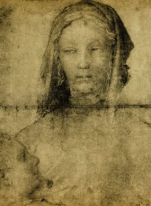 Estudo para a Virgem; desenho da Escola de Leonardo. O louvre, paris de Leonardo da school of Vinci