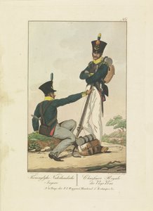 Dois caçadores, 1814-1818
Koninglyke Nederlandsche Jagers / Chasseurs Royale des Pays-Bas (título sobre o objecto)
Sete representações uniformes 1814-1818 (título da série)