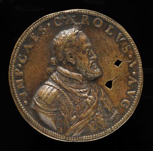 Carlos V, 1500-1558, Rei de Espanha 1516-1556, Santo Imperador Romano 1519 [anverso], 1547 ou depois.