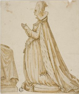 Dama antes de um Prie-Dieu