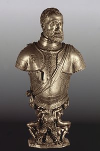 Busto de retrato do Sacro Imperador Romano-Germânico Charles V (1500-58) (bronze)