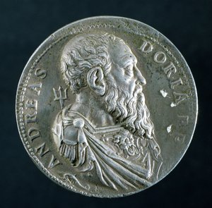 Medalhão de retrato de Andrea Doria (1466-1560) (anverso), c.1541 (prata) (ver 122338 para reverso)