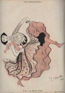 Retrato de Caroline (La Belle) Otero (1868-1965), dançarina e cortesã espanhola - desenho de Leonetto Cappiello (1875-1942) em "The Rire" de 1898 de Leonetto Cappiello