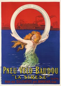 Cartazes publicitários "La Sirene", pneus de bicicleta fabricados pela Pneu Velo Baudou, c.1920