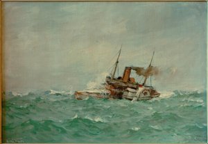 Navio de remo no mar agitado de Leonhard Sandrock