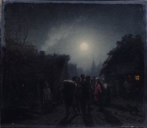 Antes de uma taberna. Cena noturna, 1860s-1870s